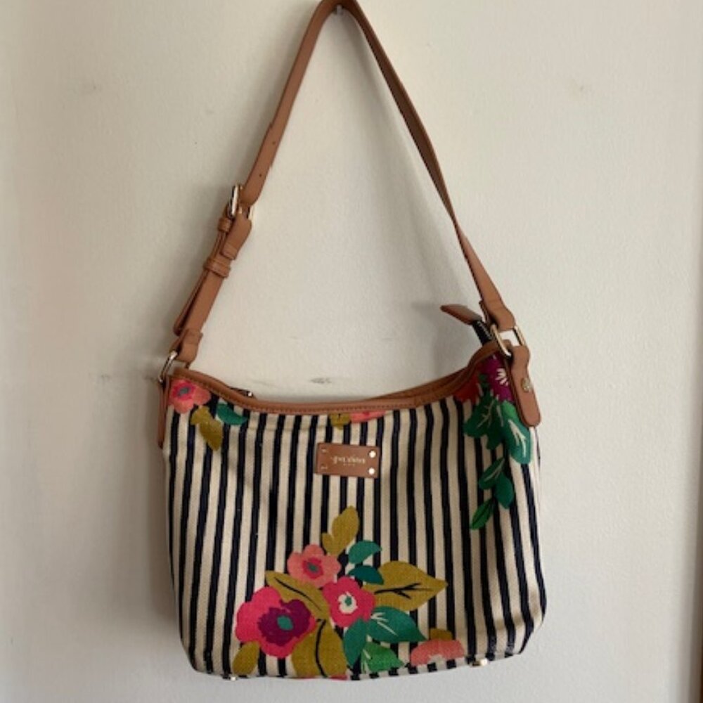 SPARTINA 449 Shelter Cove Linen Leather Shoulder Tote Bag